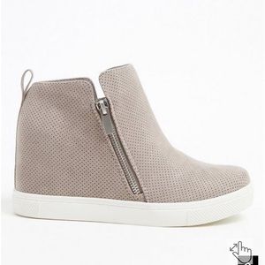 Grey Perforated Wedge Sneaker Wide Width
